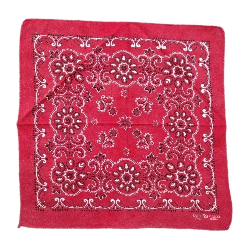 Vtg 50s 60s Elephant Trunk Up Bandana Indigo Red Selvedge Cotton Workwear #1845
